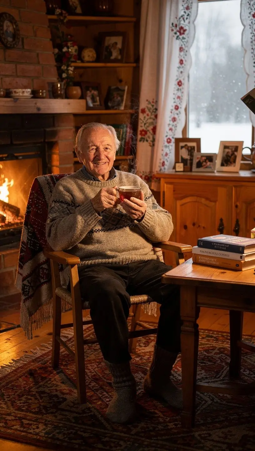 Šilta arbatos puodelio nuotrauka ant medinio stalo su natūralia šviesa fone